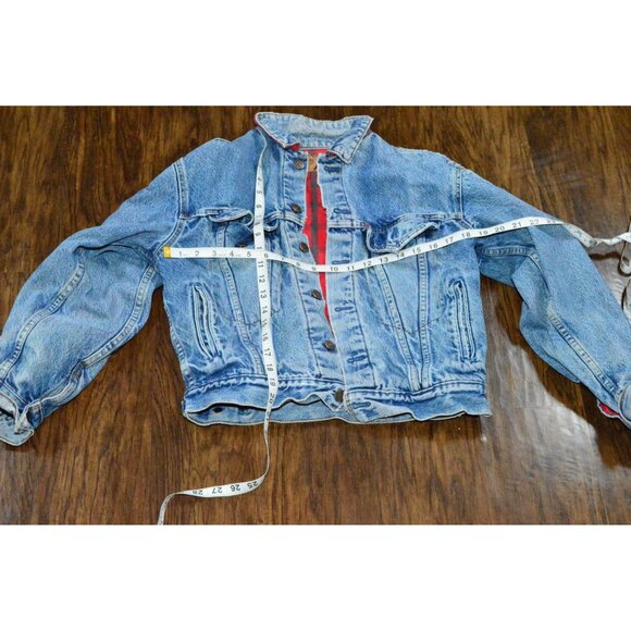 Levis Jacket Vintage Blue Denim Flannel Lining Trucker Women's Size Small READ - Picture 4 of 8